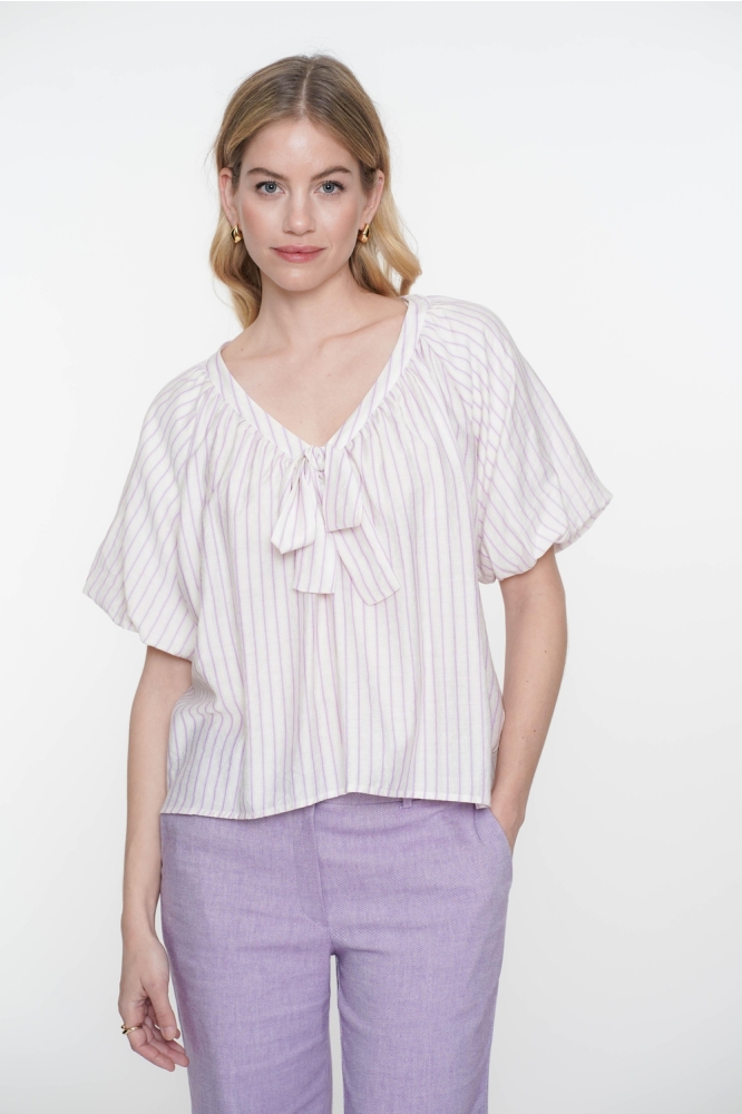 TOP STREPEN STRIKDETAIL 53062 14 Off-White/Lilac